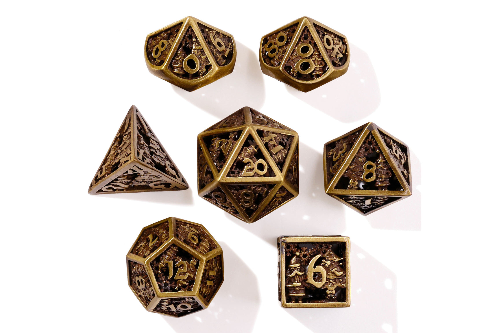 Christmas Metal RPG Dice Set - 7 Pieces