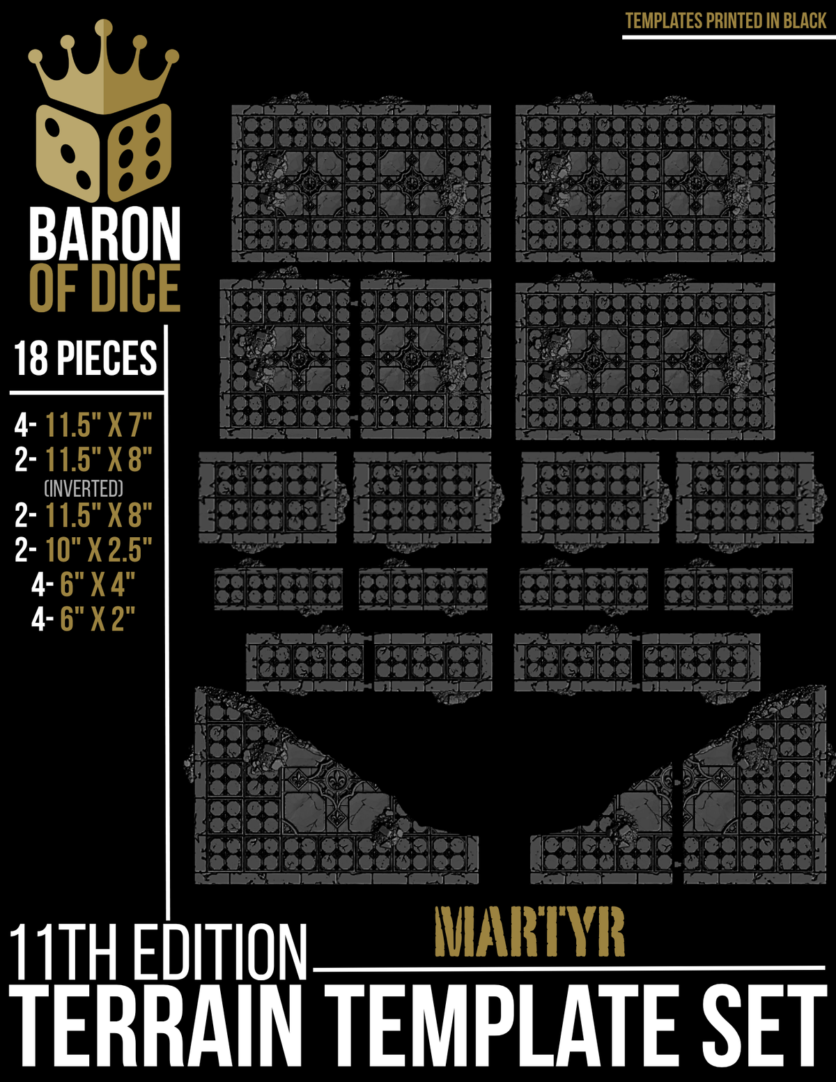 Cathedral of the Martyrs | 11e Terrain Template Set | Shipping Excluded
