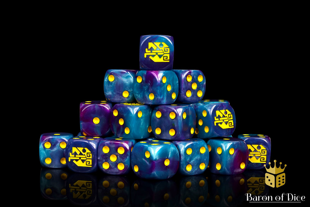 Aztec Lizard Dice - Turquoise | Baron of Dice | 16mm Dice Sets