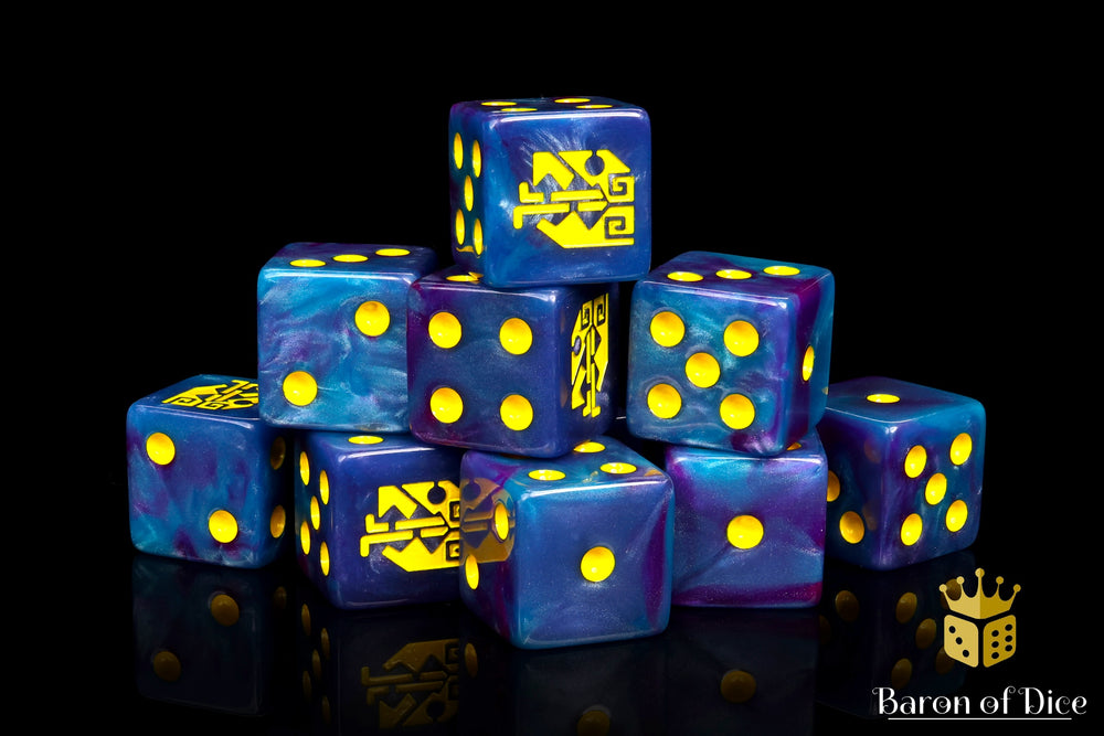 Aztec Lizard Dice - Turquoise | Baron of Dice | 16mm Dice Sets