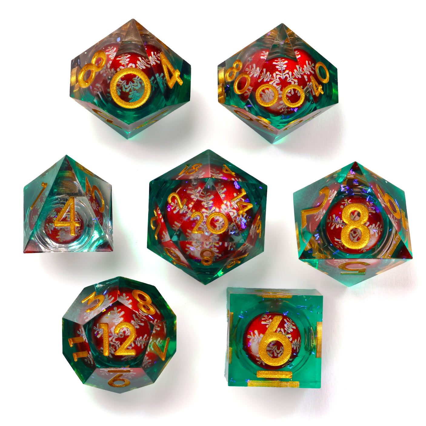 Christmas Rumble Sharp RPG Dice Set - 7 Pieces