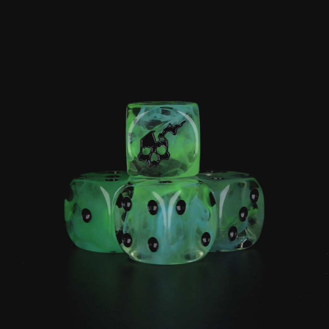 Grüne Harz-Würfel Mit Weißen Zahlen – 7-teiliges Set, 10 Mm, Für Pen & Paper Spiele