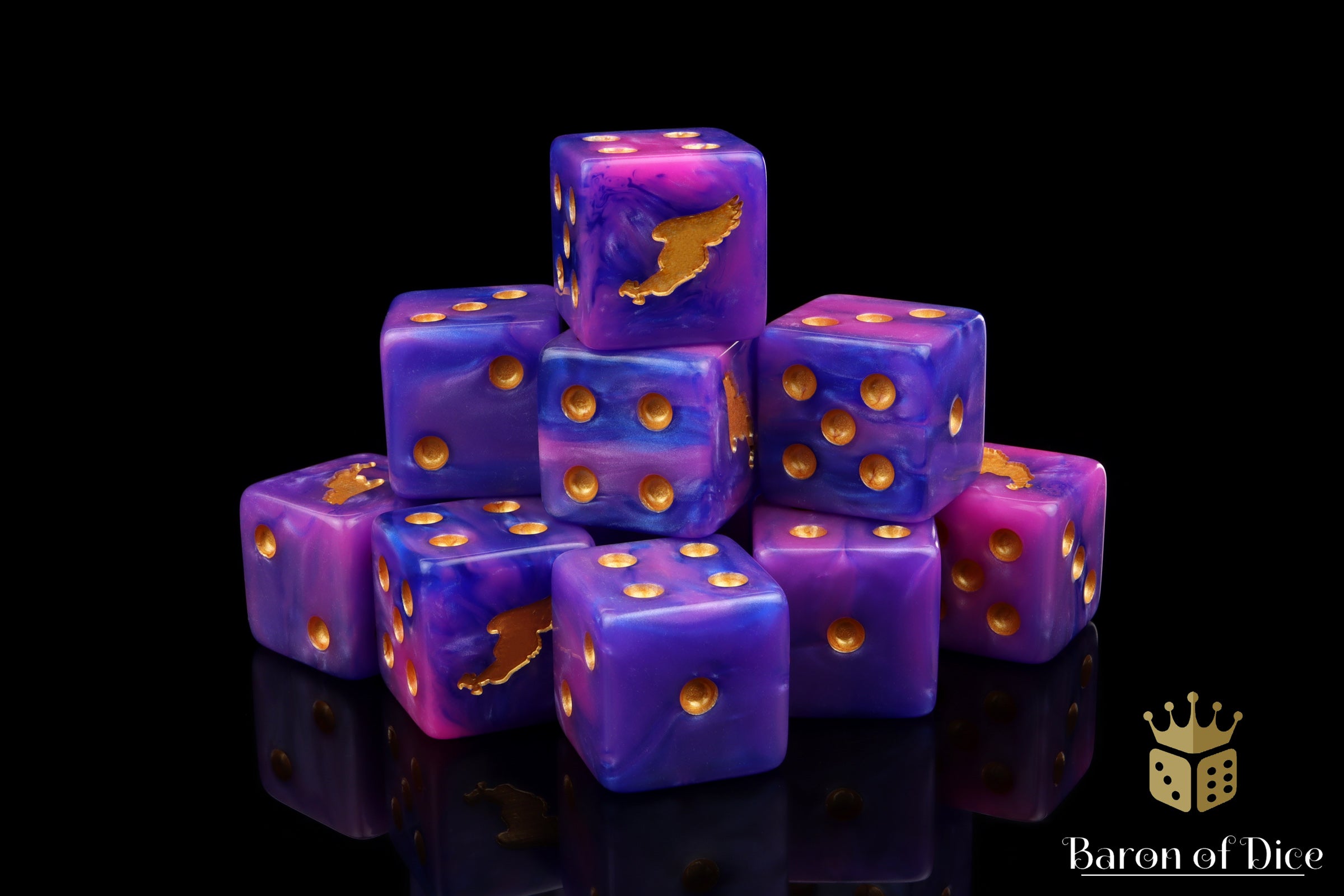 Children Of Profligacy, Gold Inlay Dice – BaronOfDice