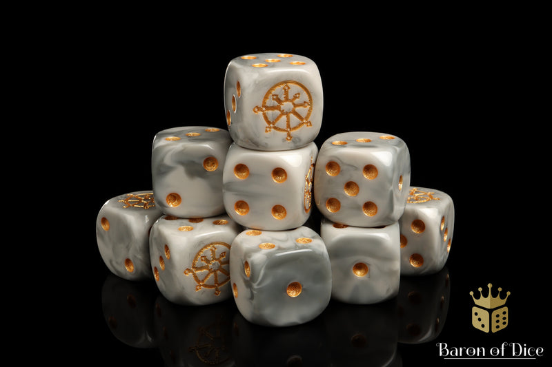 Chaos Demon, White Golden 16mm Dice